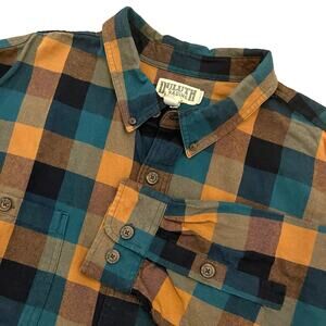 Duluth Trading Mens Flannel Button Shirt 4XL Plaid Heavy Relaxed Long Sleeve